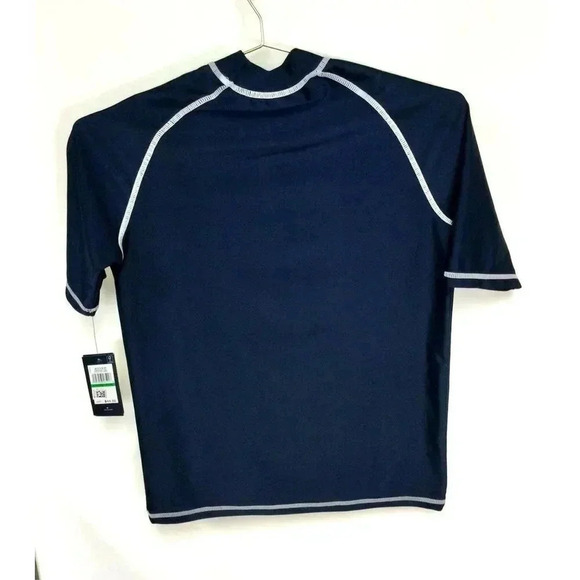 NWT Tommy Hilfiger Boy's Navy Blazer Short Sleeve Mock Neck Rashguard Size Large - Picture 3 of 10